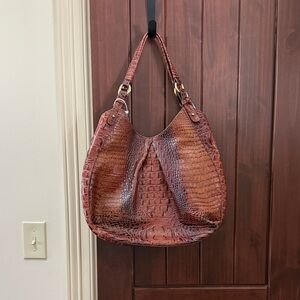 Brahmin Chestnut Croc-Embossed Large Bag